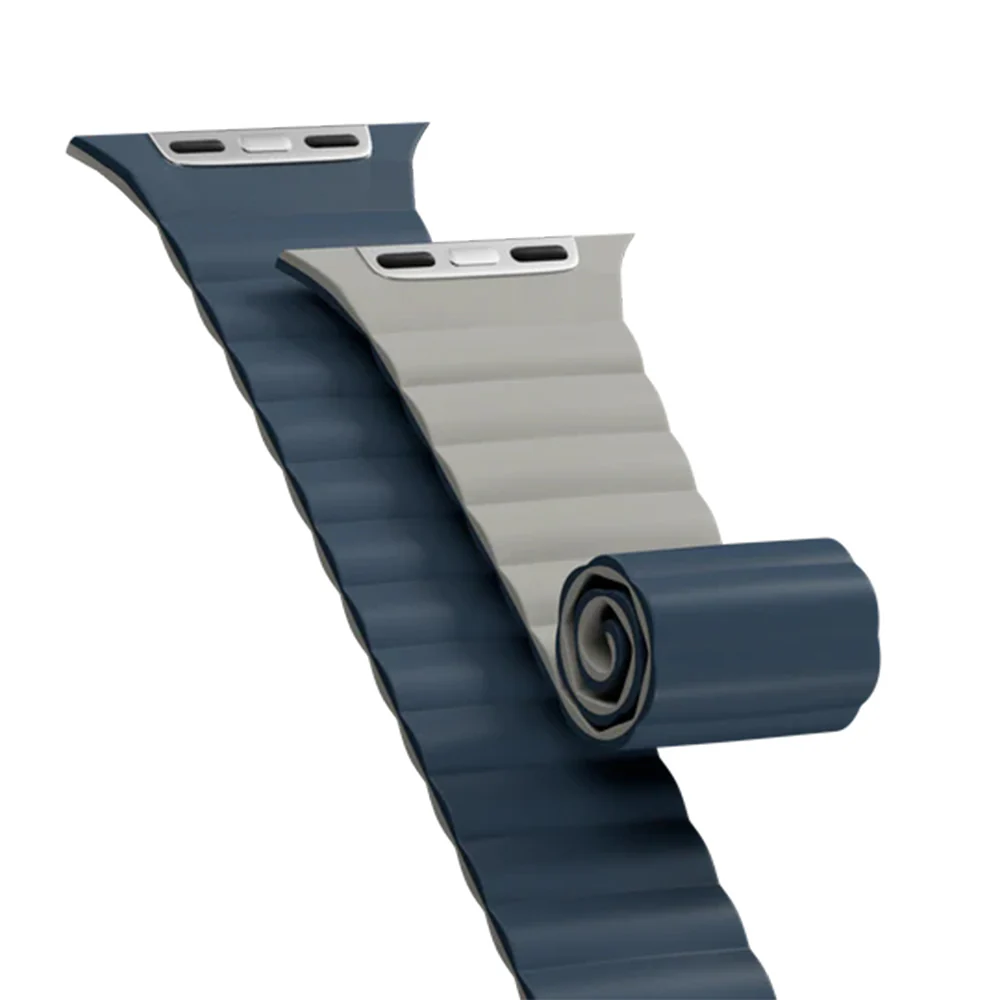 MagEasy Skin Duo Reversible Silicone Magnetic Band 38/40/41/42(2024/2025)mm Midnight Blue/Concrete Gray - Image 4