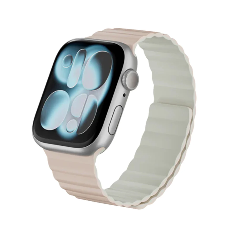 MagEasy Skin Duo Reversible Silicone Magnetic Band 42/44/45/46/49mm Shell Pink/Cloud White
