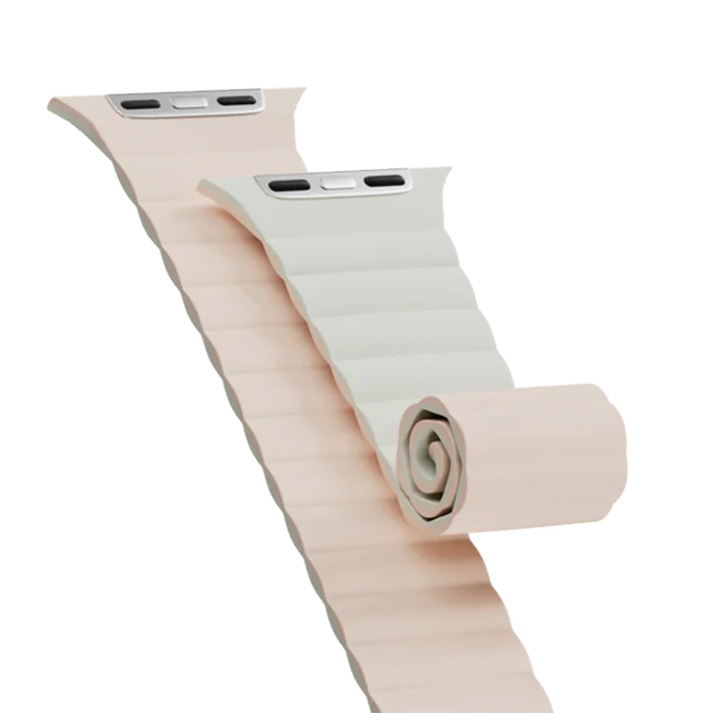 MagEasy Skin Duo Reversible Silicone Magnetic Band 42/44/45/46/49mm Shell Pink/Cloud White - Image 4