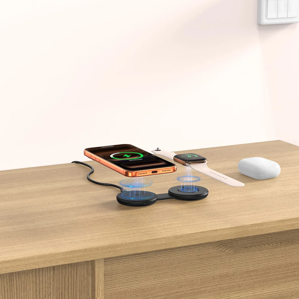Mazer MagPad Duo2 Qi2.2 Certified 25W 2-in-1 Foldable Wireless Charging Pad Black - Image 12