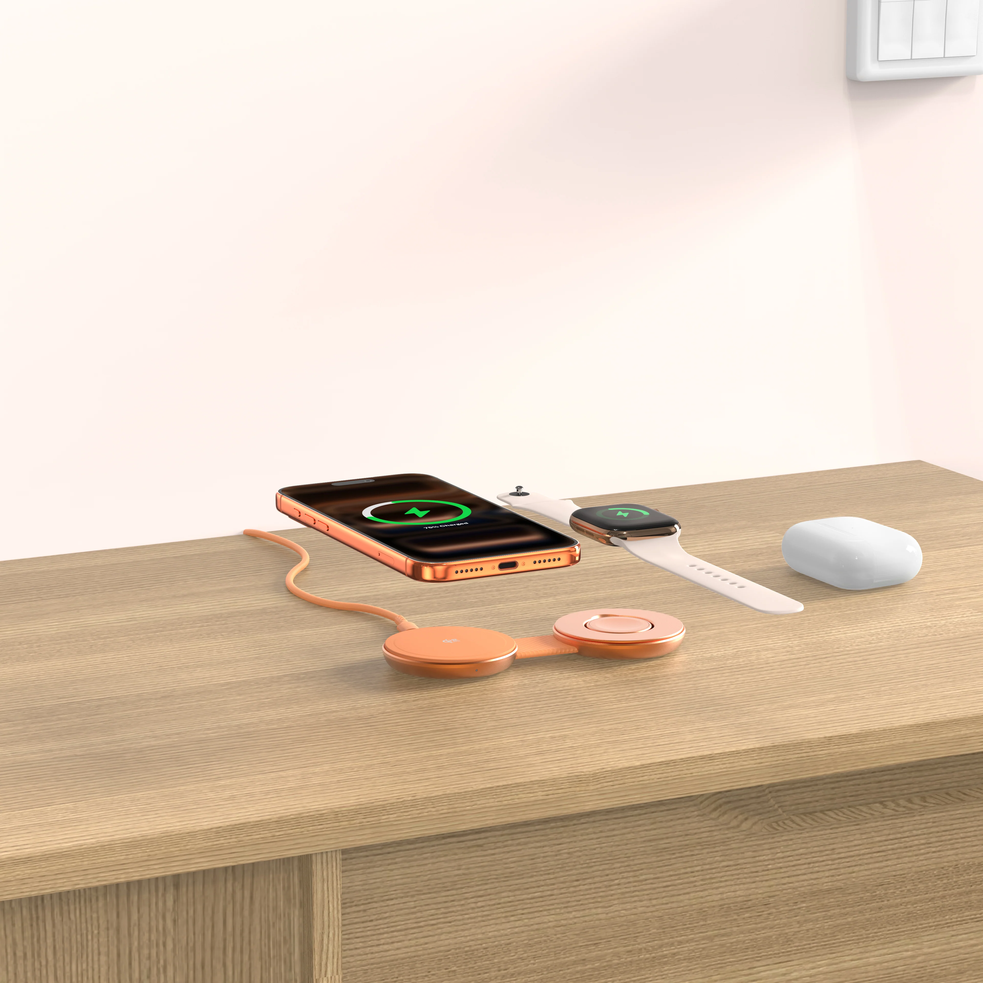 Mazer MagPad Duo2 Qi2.2 Certified 25W 2-in-1 Foldable Wireless Charging Pad Sunset Gold - Image 13