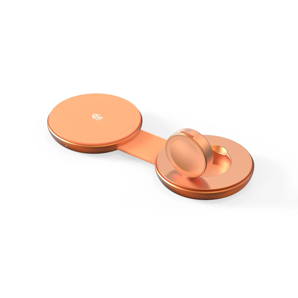 Mazer MagPad Duo2 Qi2.2 Certified 25W 2-in-1 Foldable Wireless Charging Pad Sunset Gold - Image 3
