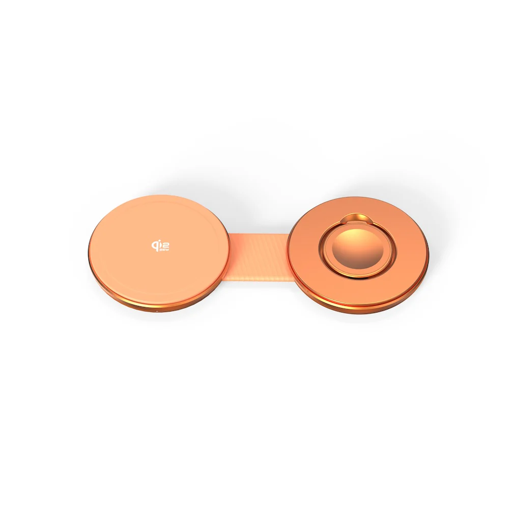 Mazer MagPad Duo2 Qi2.2 Certified 25W 2-in-1 Foldable Wireless Charging Pad Sunset Gold - Image 5