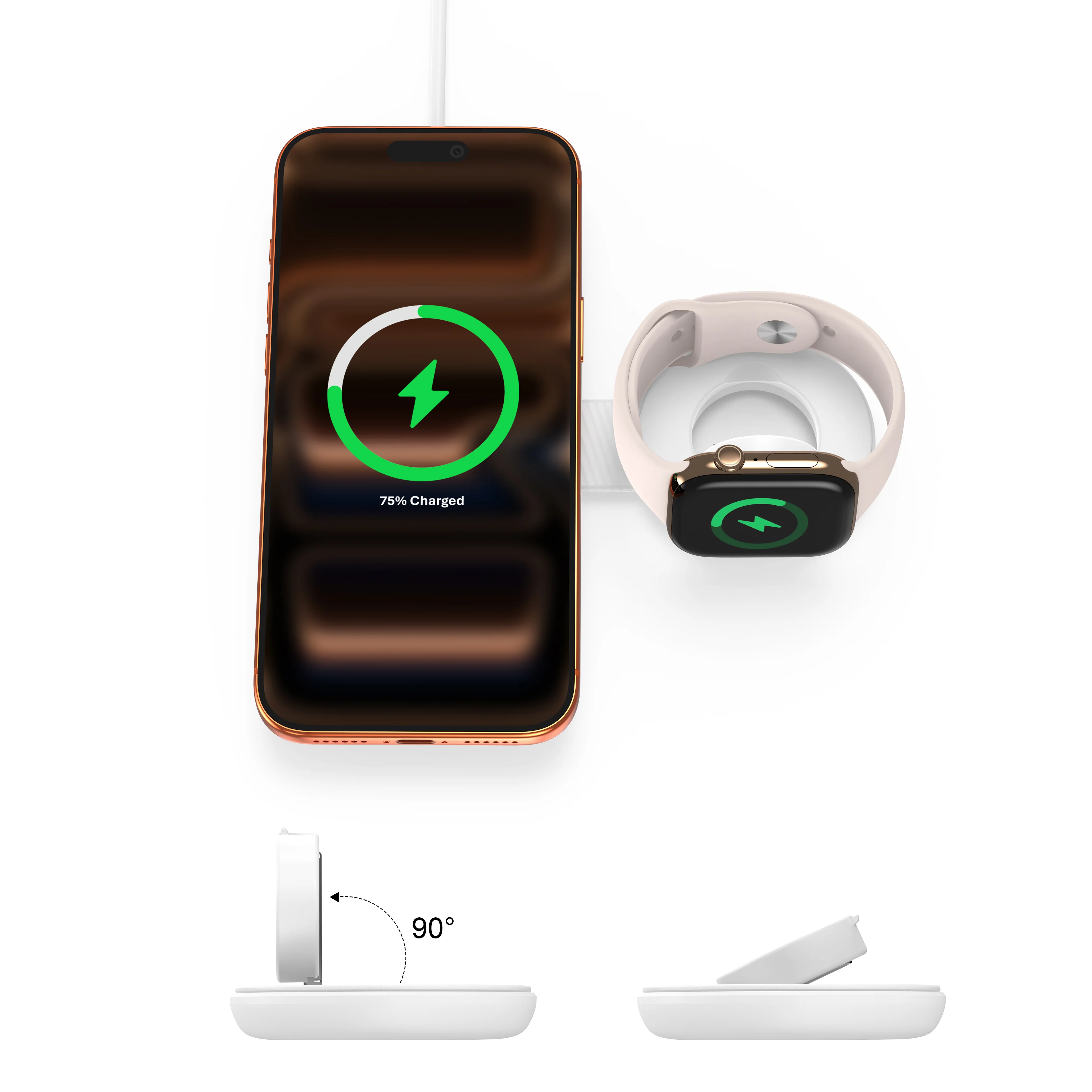Mazer MagPad Duo2 Qi2.2 Certified 25W 2-in-1 Foldable Wireless Charging Pad White - Image 9