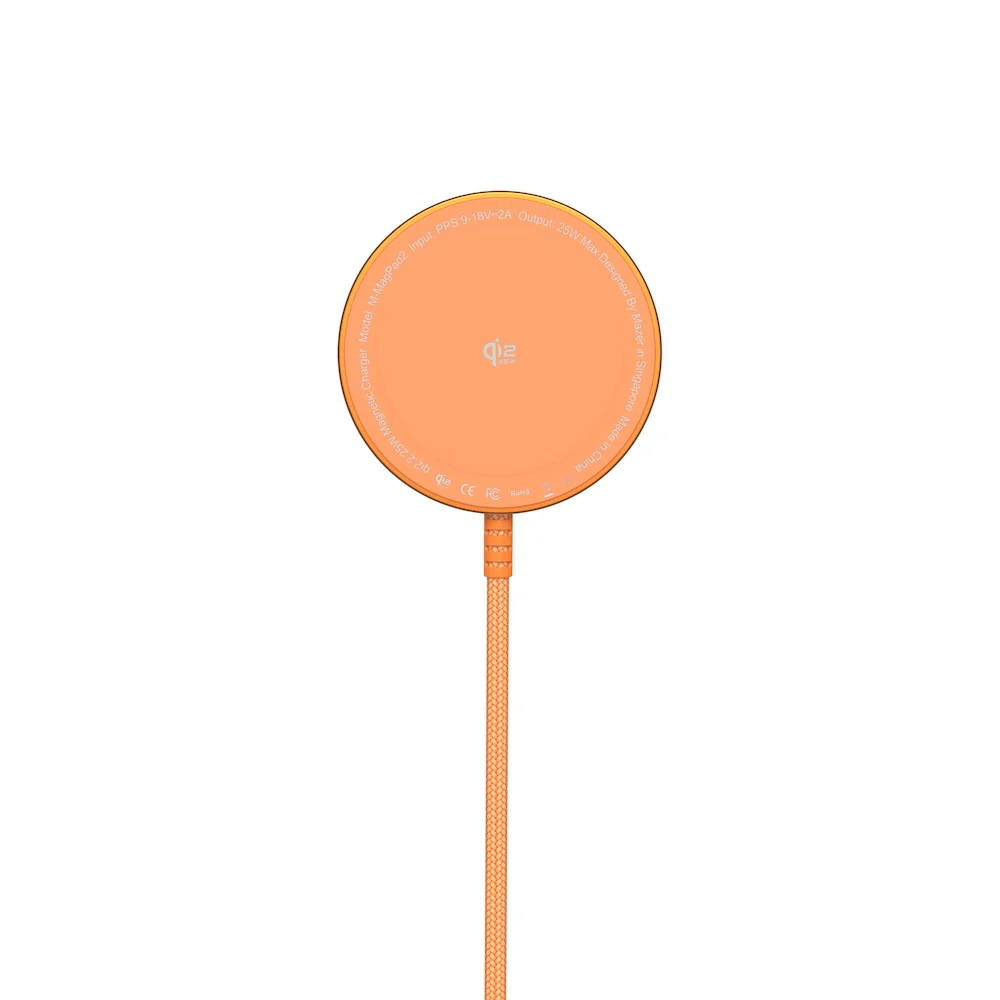 Mazer MagPad2 Qi2.2 Certified 25W Wireless Charging Pad Sunset Orange