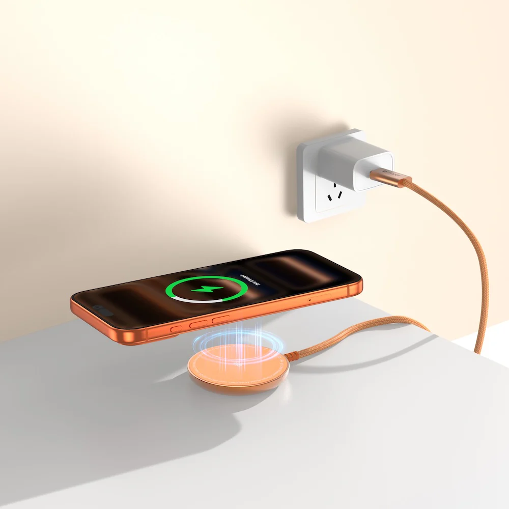 Mazer MagPad2 Qi2.2 Certified 25W Wireless Charging Pad Sunset Orange - Image 8