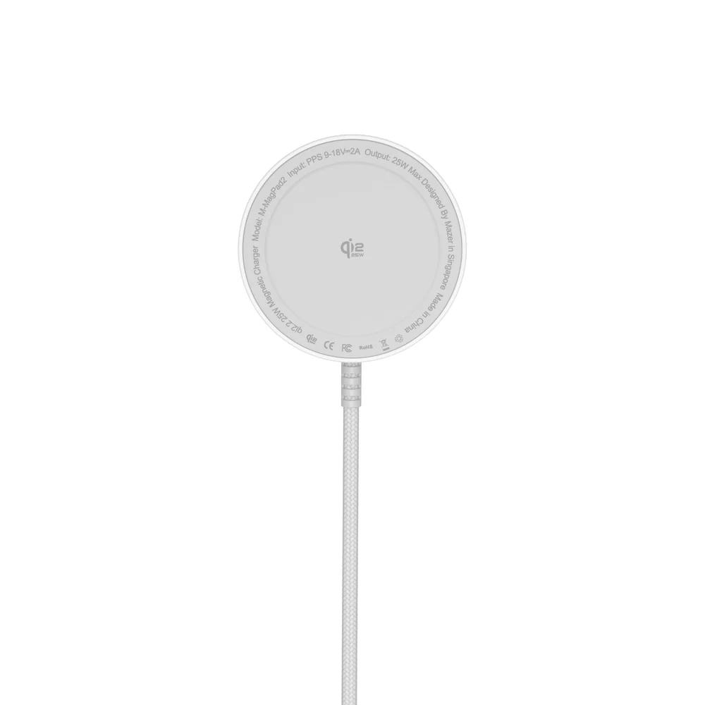 Mazer MagPad2 Qi2.2 Certified 25W Wireless Charging Pad White