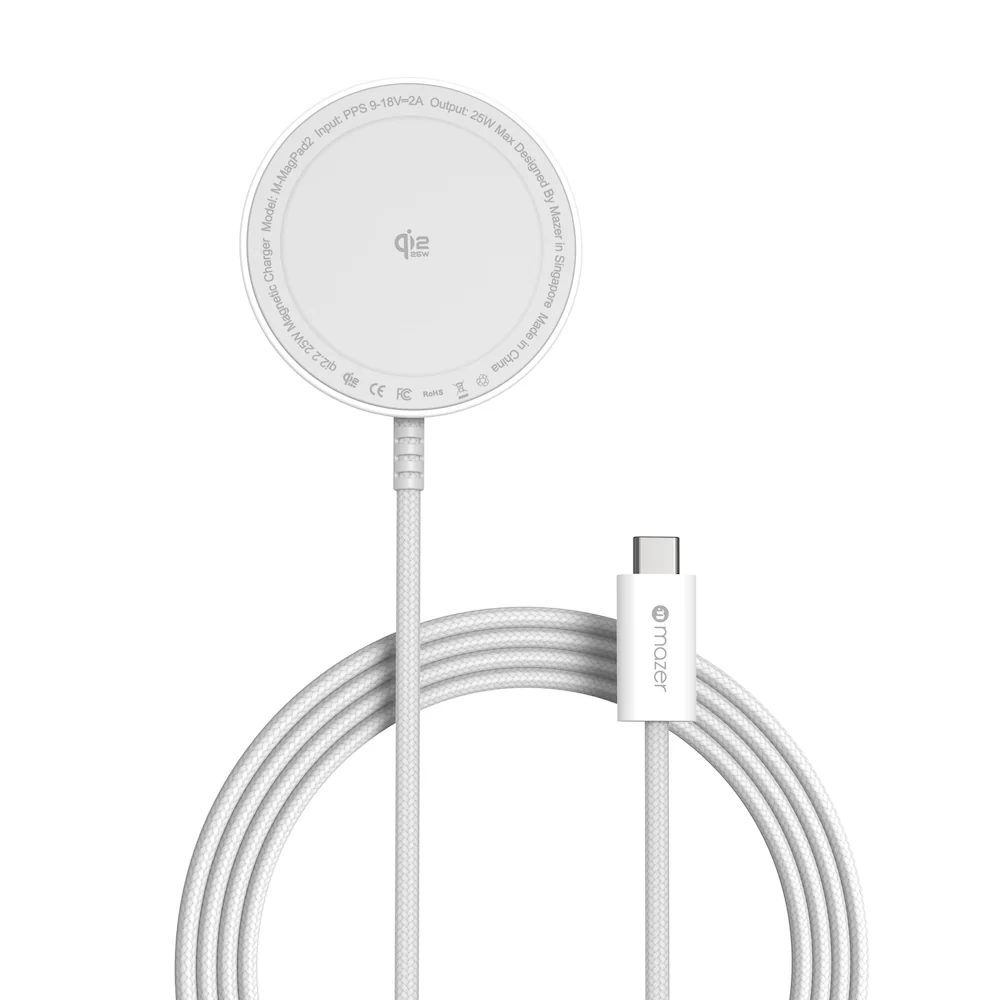 Mazer MagPad2 Qi2.2 Certified 25W Wireless Charging Pad White - Image 4