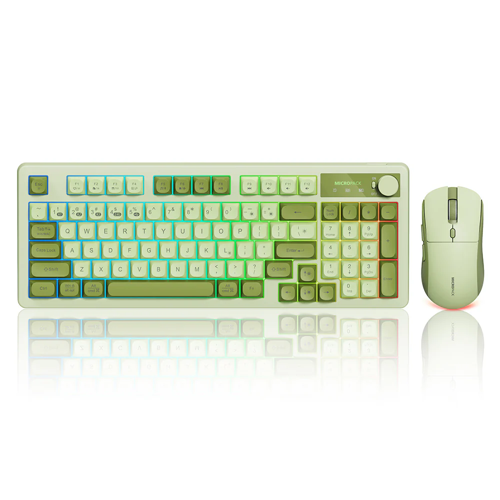 MicroPack Rechargeable Wireless Keyboard and Mouse Combo Green - Image 2