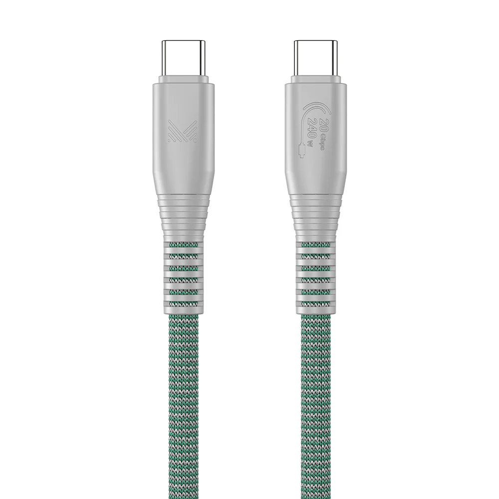 Monocozzi ESSENTIALS Braided USB-C To Lightning Sync And Charge Cable 120cm - Green - Image 2