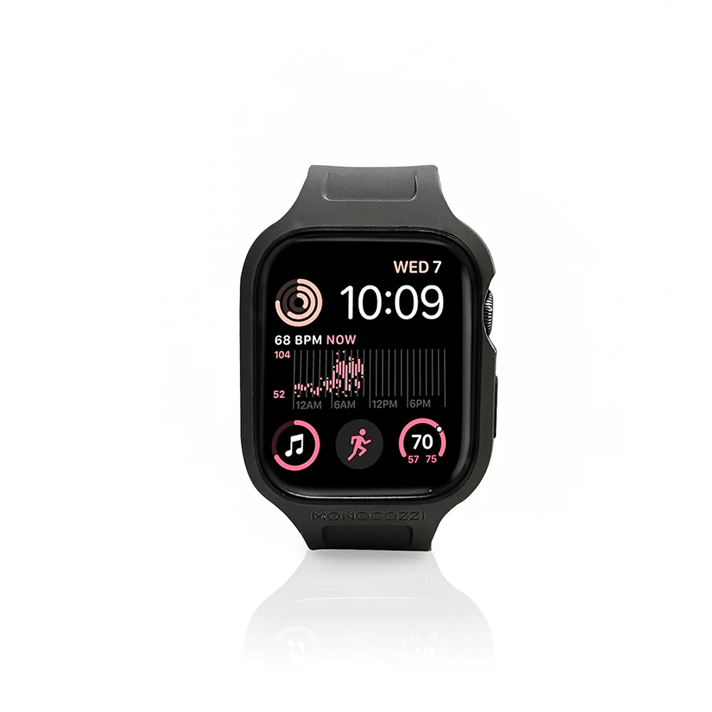 Monocozzi ESSENTIALS | Hybrid Soft Plastic Case with Strap for Apple Watch 45/44mm - Black - Image 2