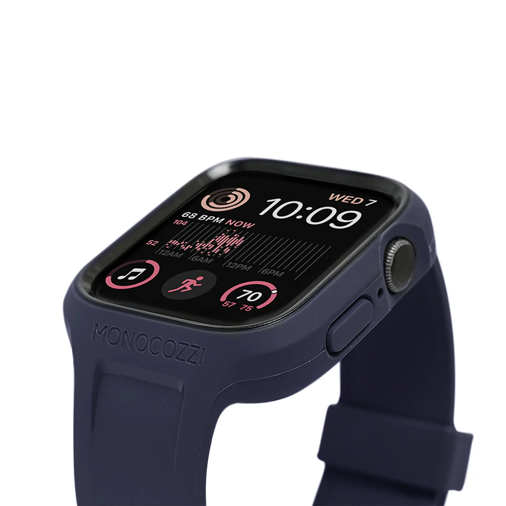 Monocozzi ESSENTIALS | Hybrid Soft Plastic Case with Strap for Apple Watch 45/44mm - Navy - Image 4