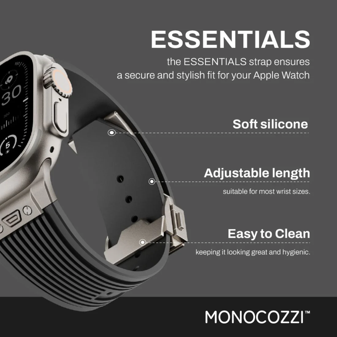 Monocozzi ESSENTIALS Premium Liquid Silicone Strap 44/45/46/49mm Black - Image 7