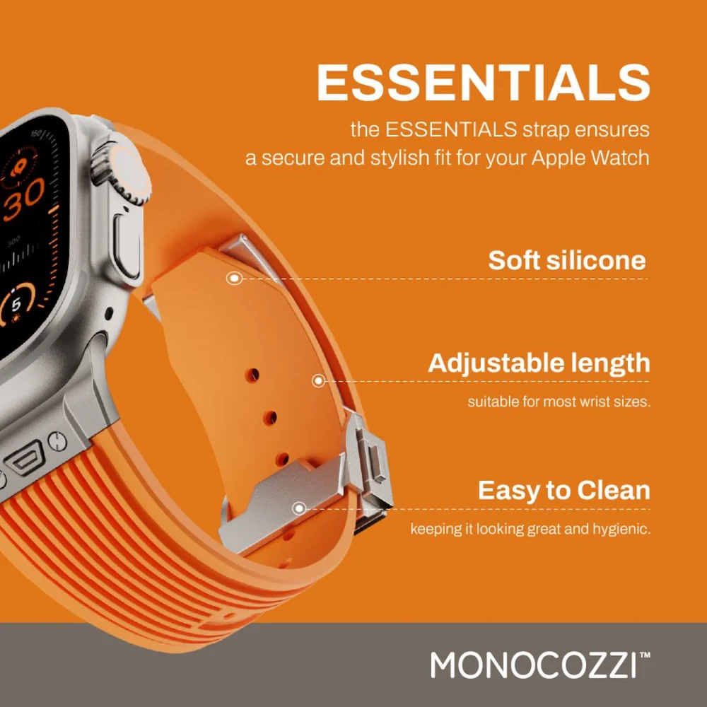 Monocozzi ESSENTIALS Premium Liquid Silicone Strap 44/45/46/49mm Orange - Image 7