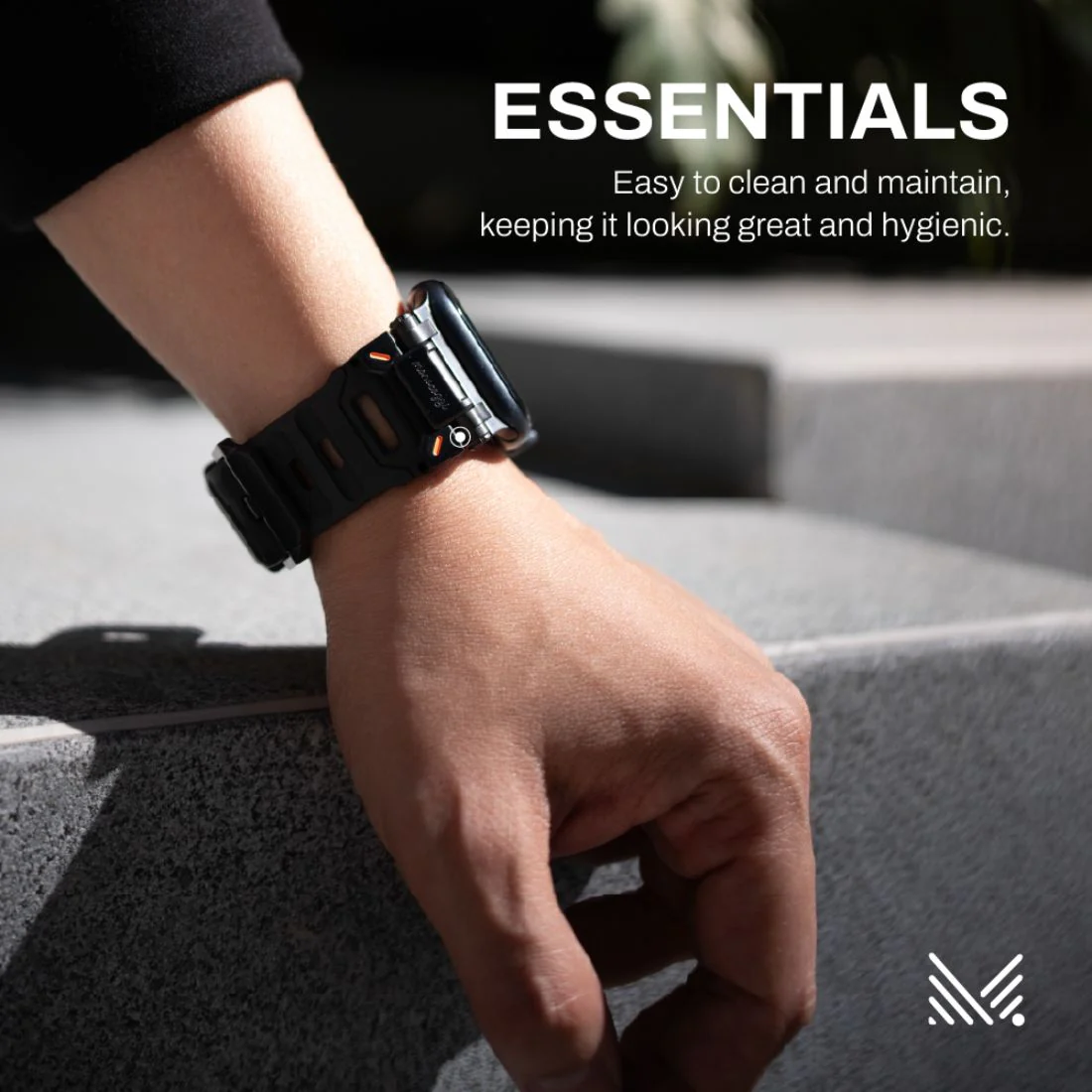 Monocozzi ESSENTIALS Robust FKM Rubber Strap 44/45/46/49mm Black - Image 2