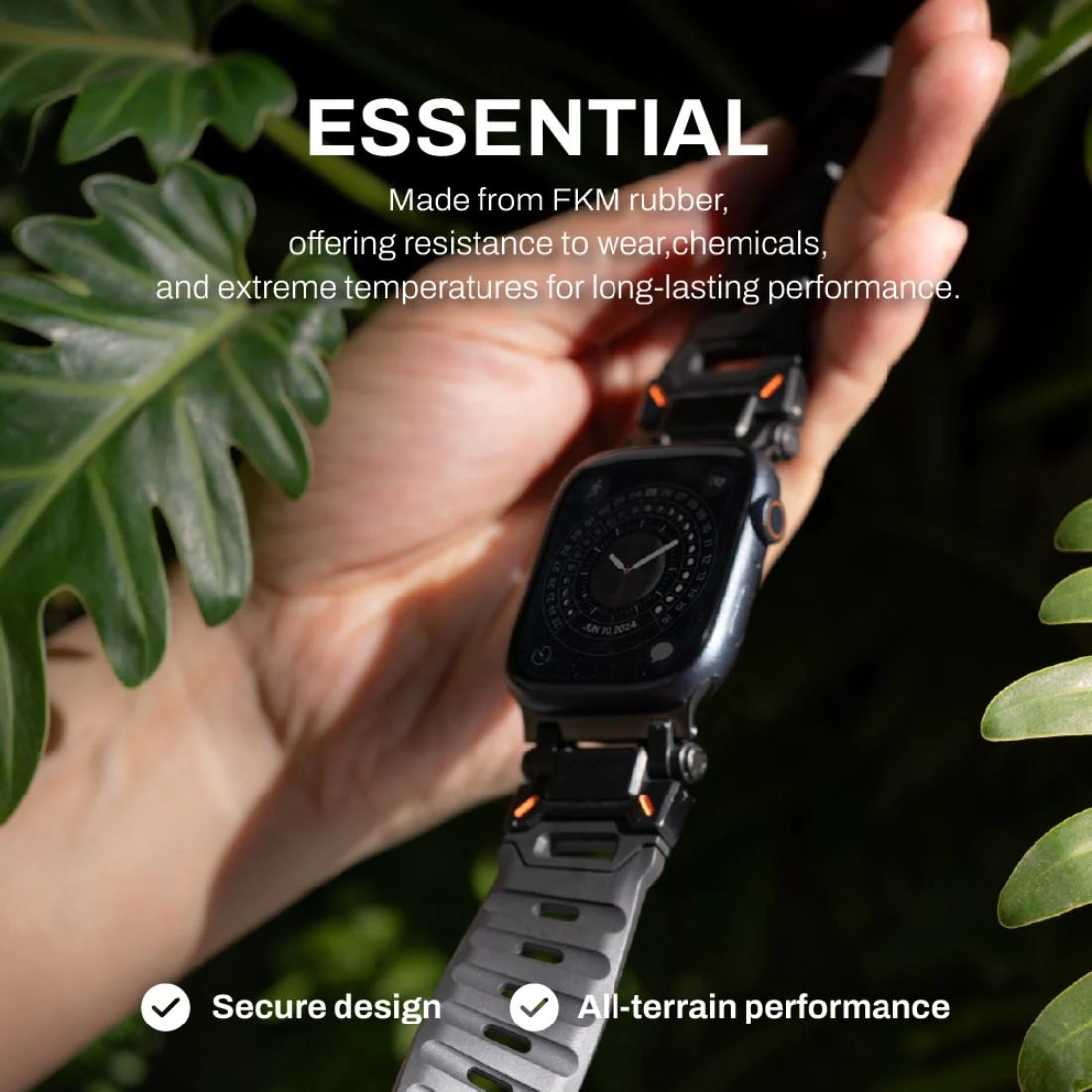 Monocozzi ESSENTIALS Robust FKM Rubber Strap 44/45/46/49mm Black - Image 5