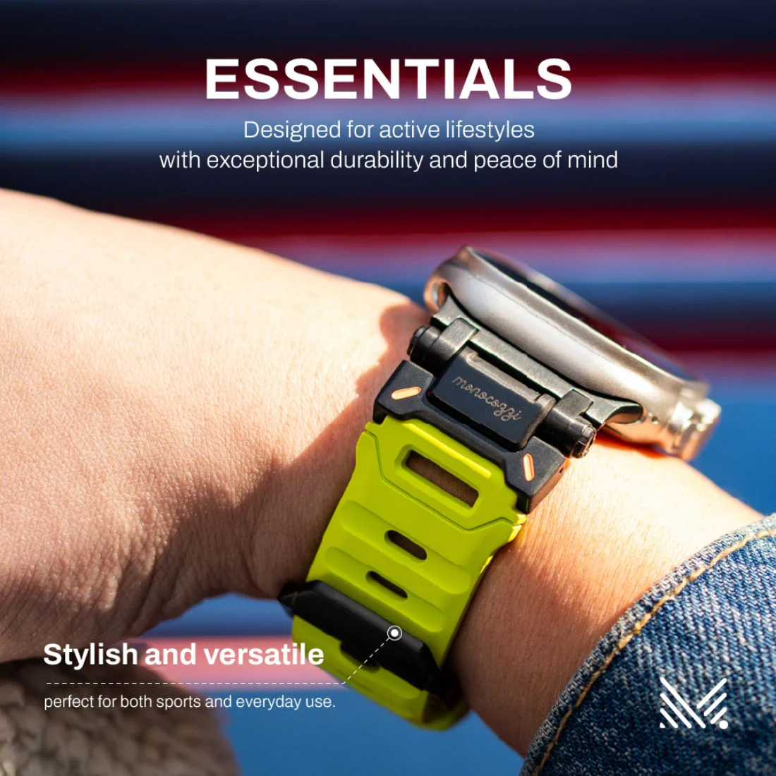 Monocozzi ESSENTIALS Robust FKM Rubber Strap 44/45/46/49mm Olive - Image 5