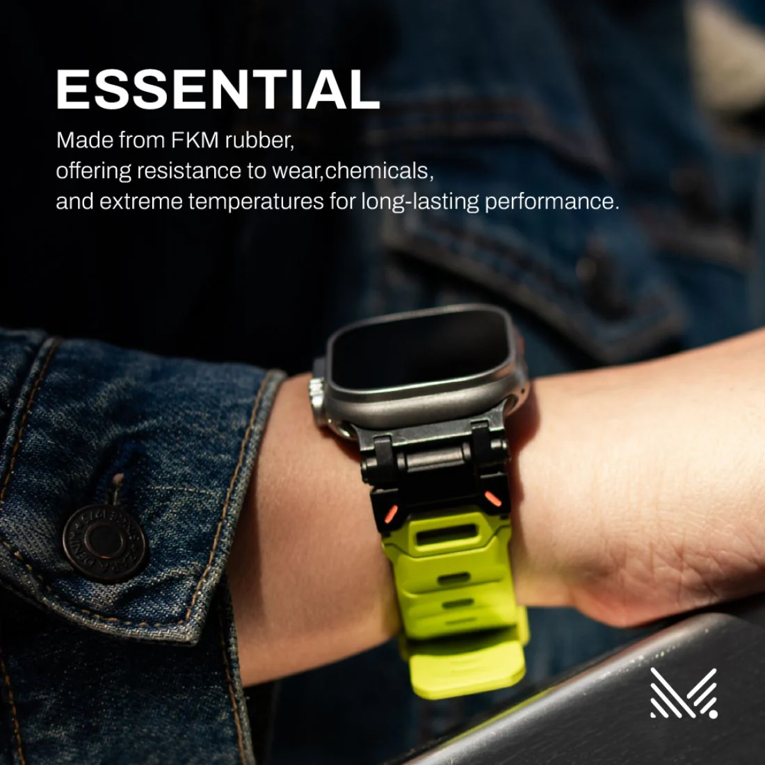 Monocozzi ESSENTIALS Robust FKM Rubber Strap 44/45/46/49mm Olive - Image 7