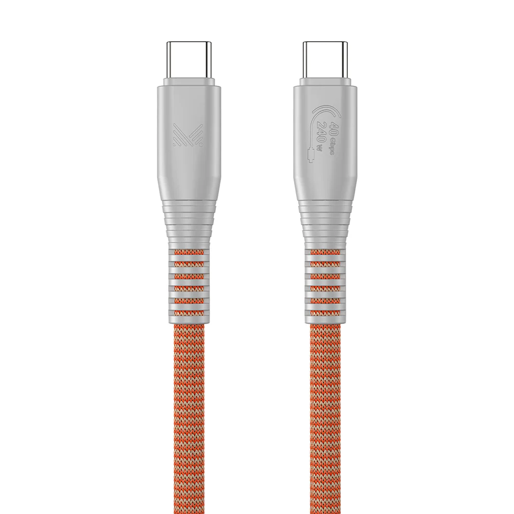 Monocozzi ESSENTIALS | USB-C To C 240W Thunderbolt 4 Braided Sync & Charge Cable 1.2M - Terracotta - Image 2