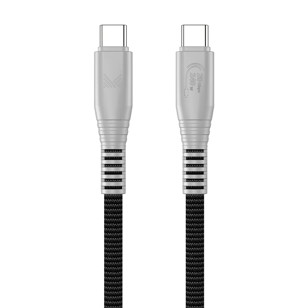 Monocozzi ESSENTIALS | USB-C To USB-C 240W 20Gbps Braided Sync & Charge Cable 1.2M - Charcoal - Image 2