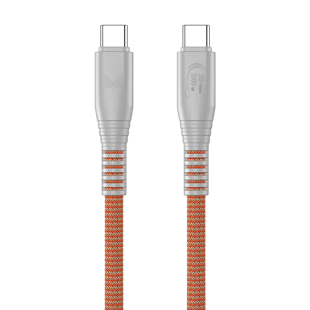 Monocozzi ESSENTIALS | USB-C To USB-C 240W 20Gbps Braided Sync & Charge Cable 1.2M - Terracotta - Image 2