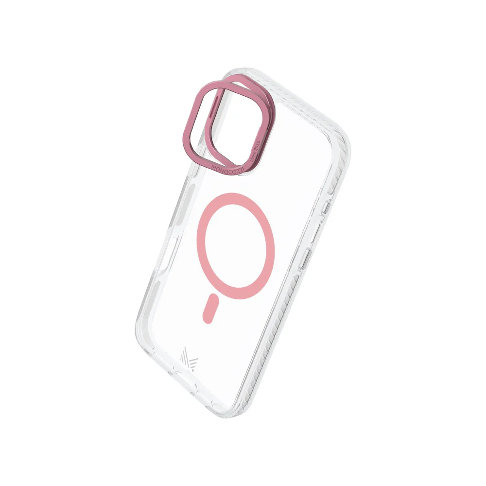 Monocozzi LUCID | Magsafe 10ft Drop Protection Lens Stand Hybrid Case for iPhone 16 Plus - Coral - Image 2