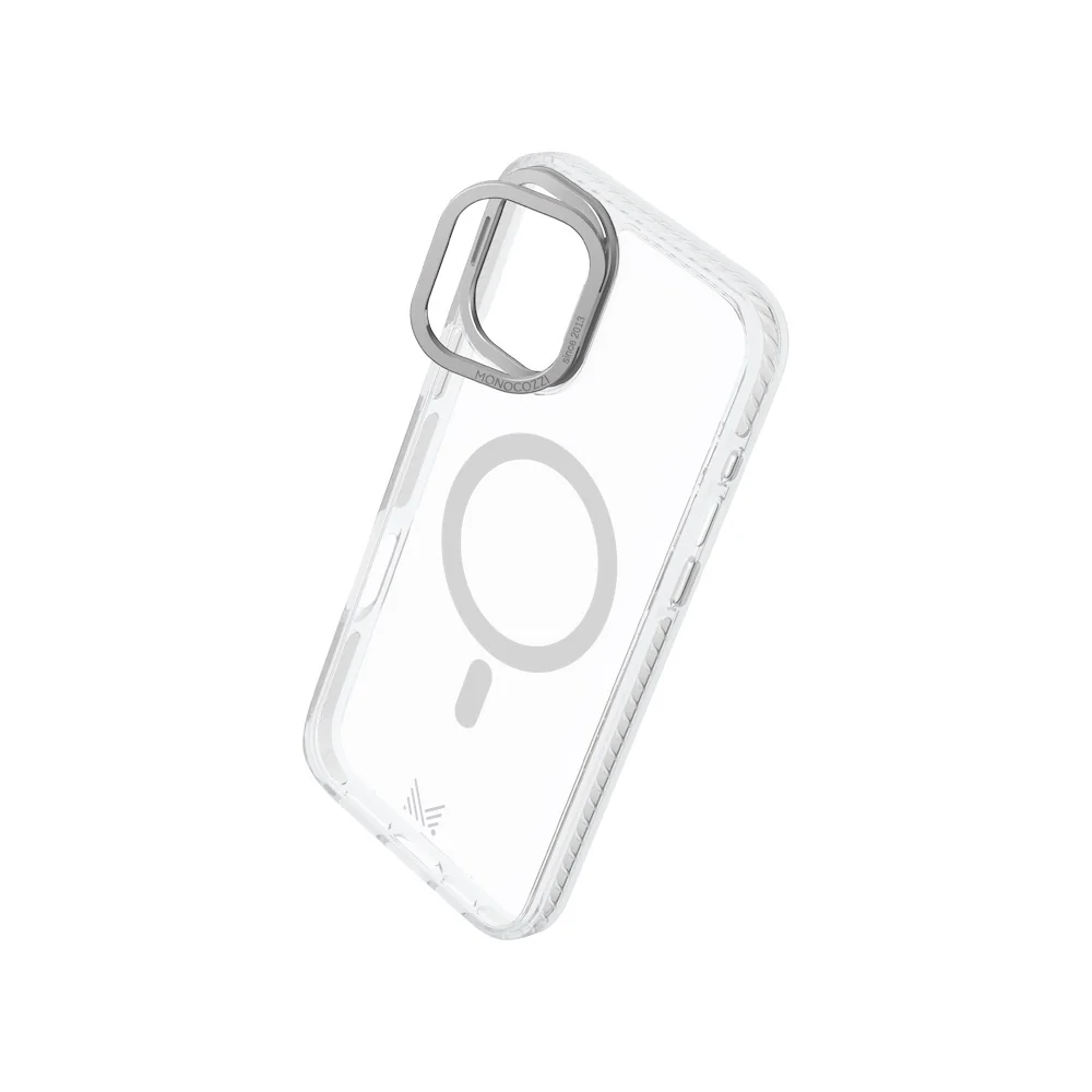 Monocozzi LUCID | Magsafe 10ft Drop Protection Lens Stand Hybrid Case for iPhone 16 Plus - Silver - Image 2