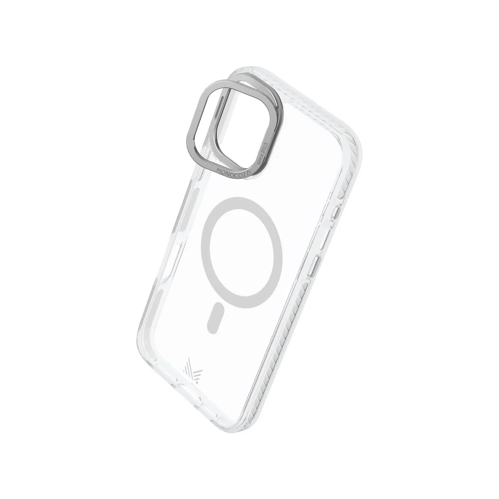 Monocozzi LUCID | Magsafe 10ft Drop Protection Lens Stand Hybrid Case for iPhone 16 Pro Max - Silver - Image 2