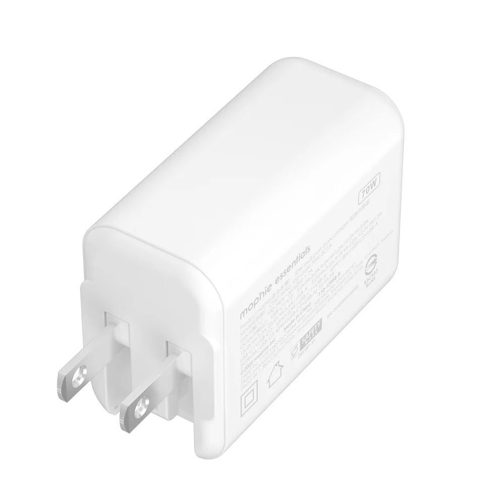 Mophie Essentials 70W GaN Wall Charger 3 with Travel Plugs - White - Image 5