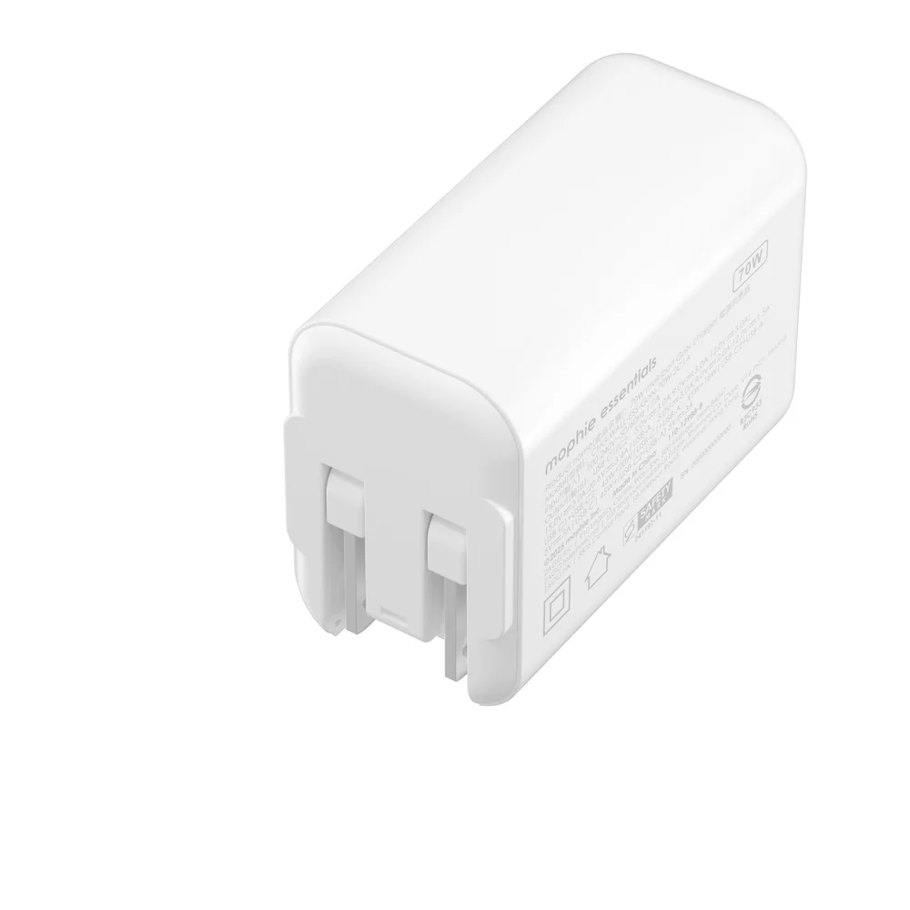 Mophie Essentials 70W GaN Wall Charger 3 with Travel Plugs - White - Image 6