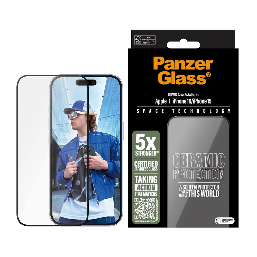 PanzerGlass Ceramic Screen Protector for iPhone 16 | Ultra-Wide Fit - Image 2