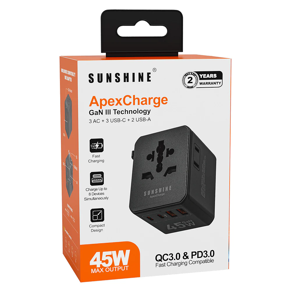 Sunshine ApexCharge GaN III 45W Travel Adapter - Black - Image 7