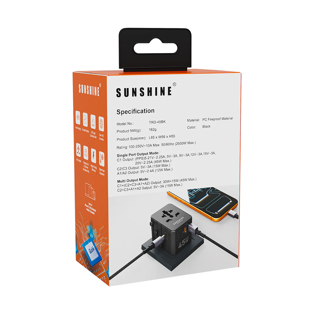 Sunshine ApexCharge GaN III 45W Travel Adapter - Black - Image 8