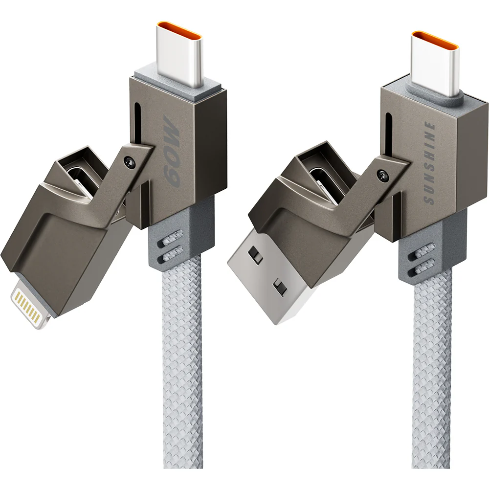 Sunshine 4-in-1 60W Zinc Alloy Fast Charge Cable 1m - Titanium - Image 4