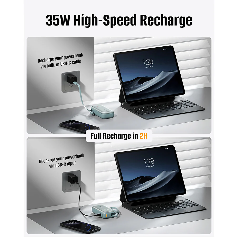 Voltme Hypercore Z 10K mAh PowerBank with Built-in USB-C Cable Ocean - Image 6