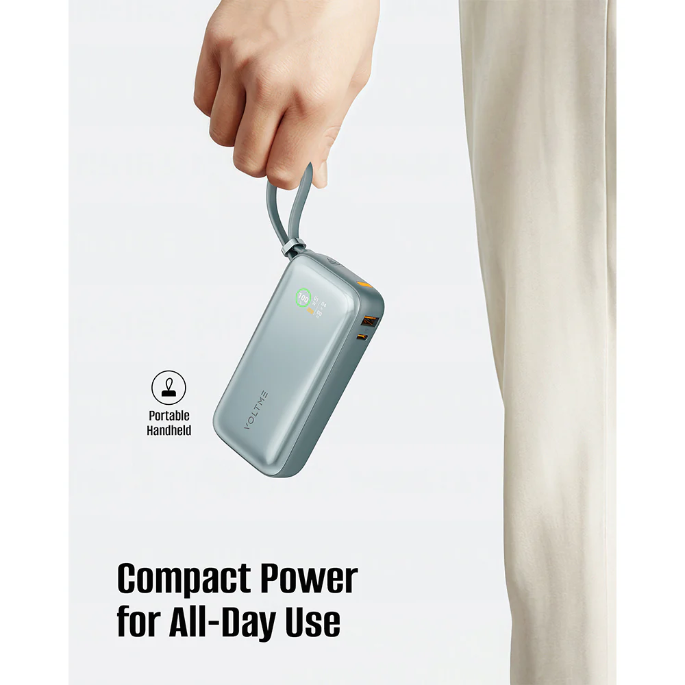Voltme Hypercore Z 10K mAh PowerBank with Built-in USB-C Cable Ocean - Image 7
