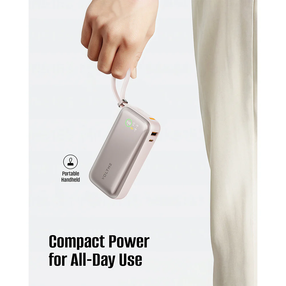 Voltme Hypercore Z 10K mAh PowerBank with Built-in USB-C Cable Sakura - Image 7