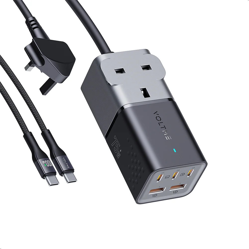 Voltme Vito 75 Extravel 75W 2A3C Travel Adapter with Built In AC Outlet