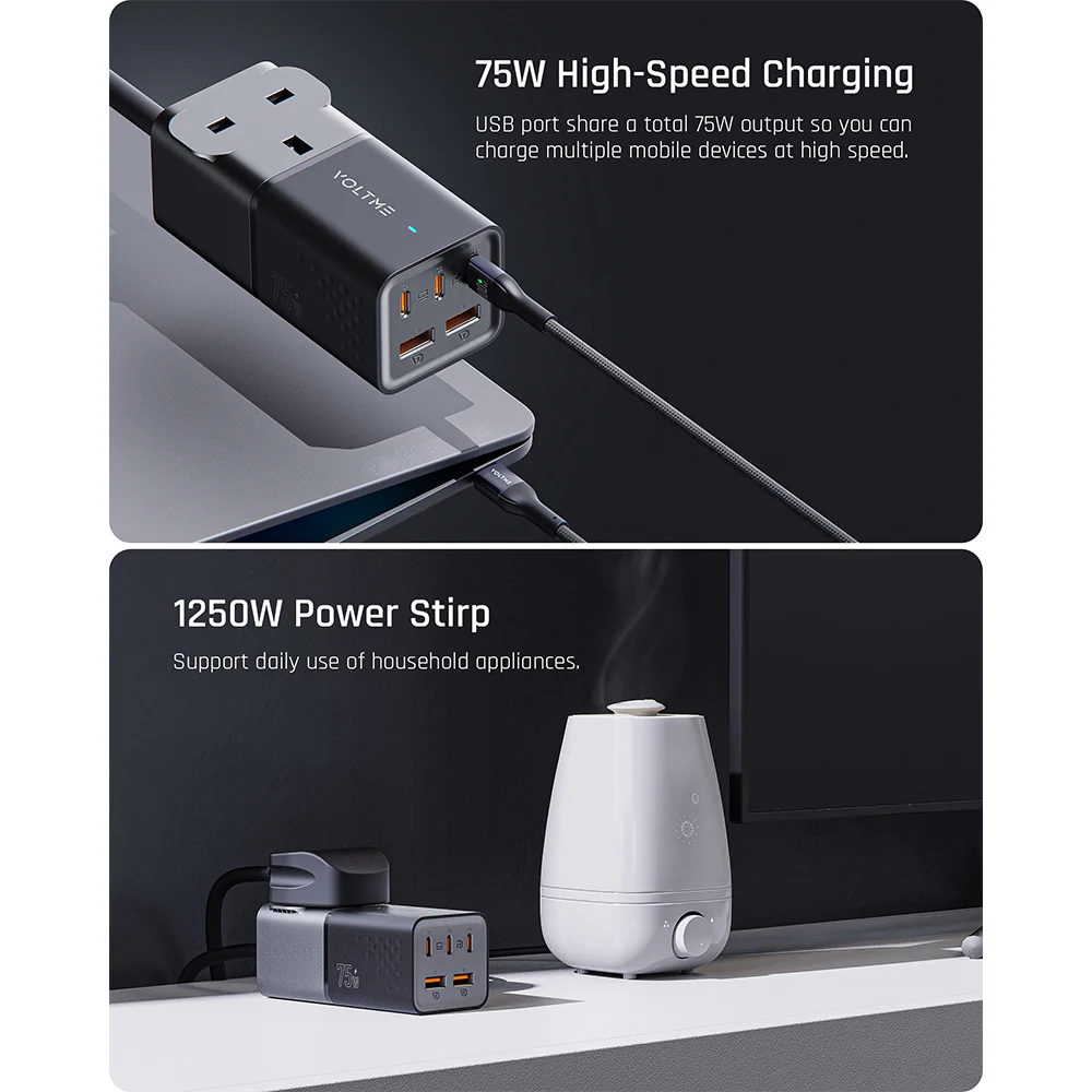 Voltme Vito 75 Extravel 75W 2A3C Travel Adapter with Built In AC Outlet - Image 3